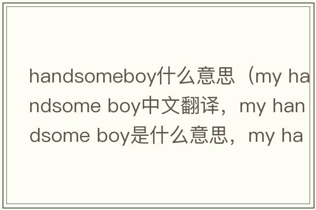 handsomeboy什么意思（my handsome boy中文翻譯，my handsome boy是什么意思，my handsome boy發(fā)音、用法及例句）