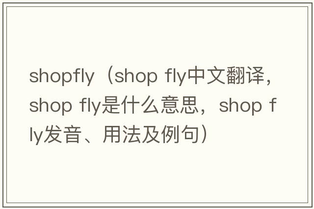 shopfly（shop fly中文翻譯，shop fly是什么意思，shop fly發(fā)音、用法及例句）