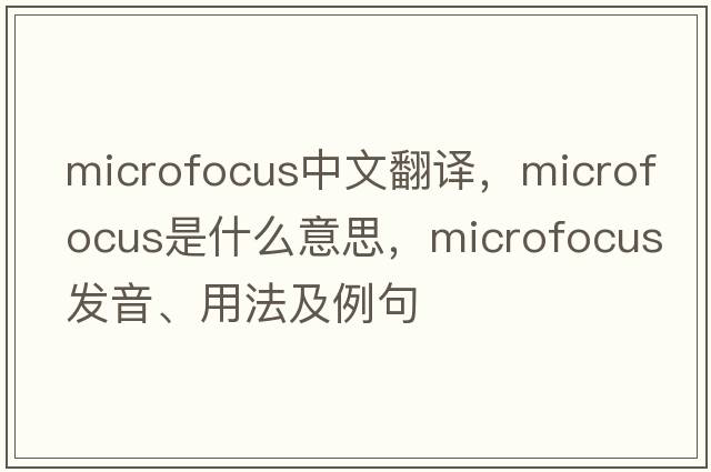 microfocus中文翻譯，microfocus是什么意思，microfocus發(fā)音、用法及例句