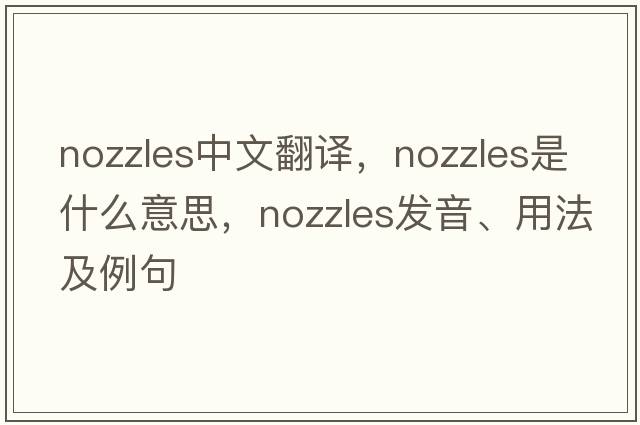 nozzles中文翻譯，nozzles是什么意思，nozzles發(fā)音、用法及例句