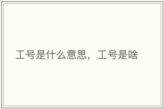 工號是什么意思，工號是啥